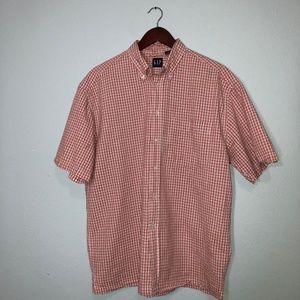 GAP orange plaid short sleeve button down